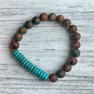 Turquoise and Brown Beaded Bracelet